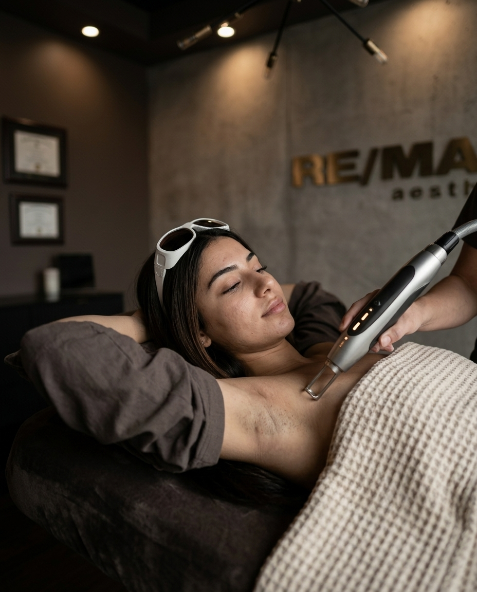 Laser hair removal treatment at RE/MADE Esthetics